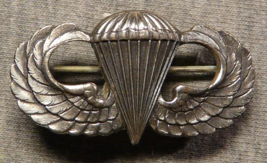WWII US Army Paratrooper Jump Wings in Sterling.