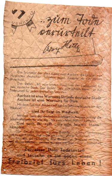 Allied Leaflet - ..Züm Tode verürteilt Adolf Hitler