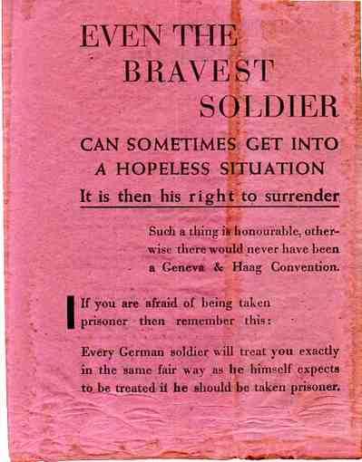 German Leaflet - Even the Bravest Soldier can Sometimes Get into a Hopeless Situation