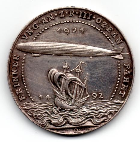 Medallion - Flight over the Ocean by the Zeppelin ZR III.