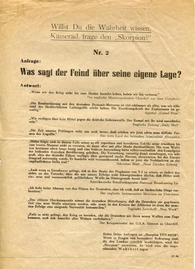 German Leaflet - Willst du die Wahrheit wissen, Kamerad, frage den 