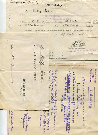 Lot of 3 Documents WW1 - Ingenieur Reese