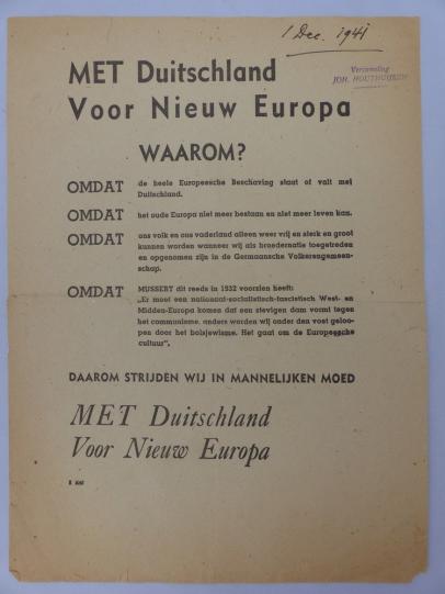 NSB Propaganda Leaflet - Met Duitschland Voor Nieuw Europa Waarom?