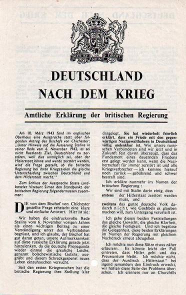 Allied Leaflet - Deutschland nach dem Krieg
