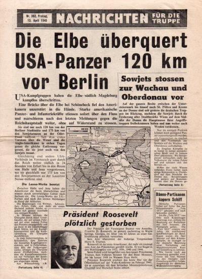 Allied Leaflet - Nachrichten für die Truppe - Nr. 362, Freitag 13 April 1945