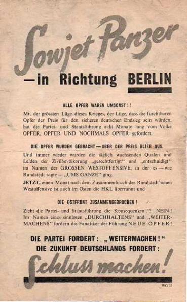 Allied Leaflet - Sowjet Panzer - in richtung Berlin