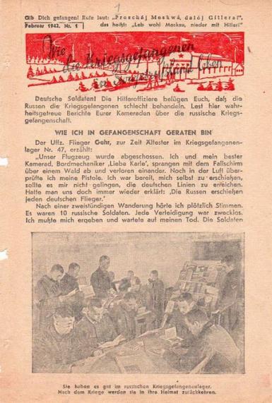 Russian Leaflet - Wie die Kriegsgefangene in Sowjetruɮland leben - Februar 1942 Nr.1