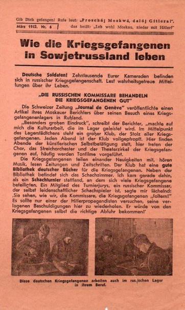 Russian Leaflet - Wie die Kriegsgefangene in Sowjetrussland leben - März 1942. Nr.6