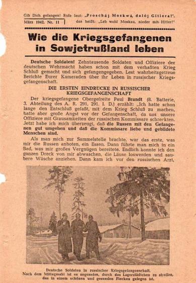 Russian Leaflet - Wie die Kriegsgefangene in Sowjetrussland leben - März 1942. Nr.11