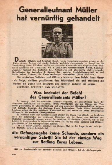 Russian leaflet - Generalleutnant Müller hat vernunftig gehandelt