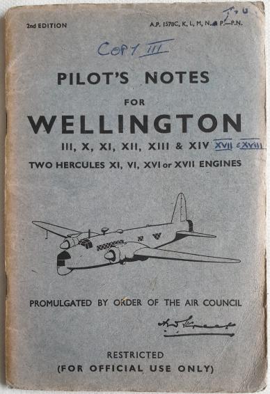 Original Pilot's notes for Wellington - 1944