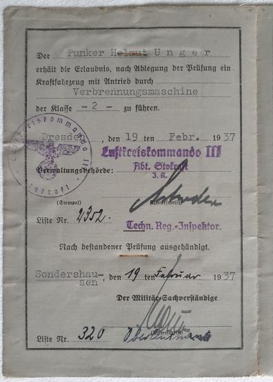 German drivers license - Helmut Unger