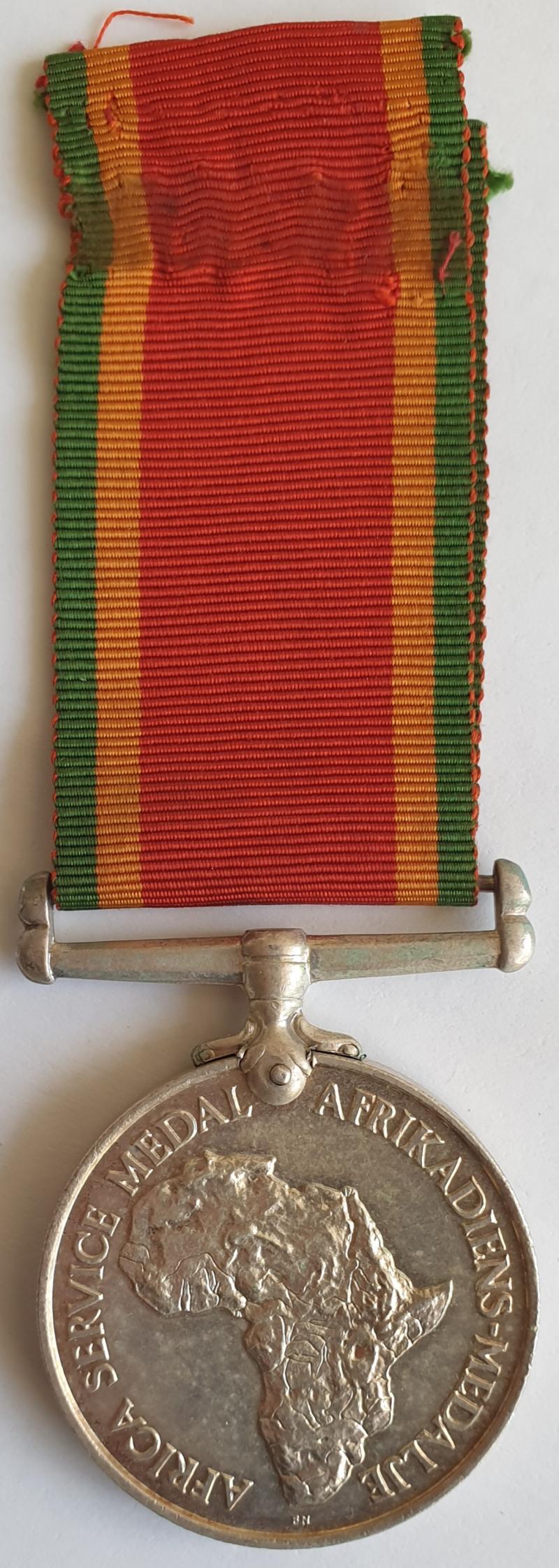 Africa Service Medal - Afrika Diens Medalje - Named T. C. Baker