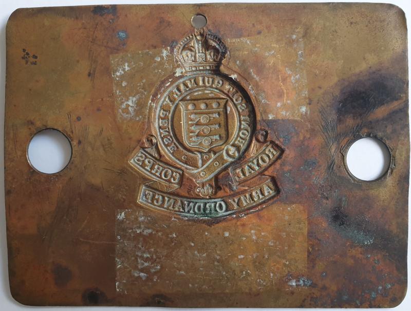 Named Brass Duty Bed Plate - RAOC (Royal Army Ordonance Corps) - Mitchell E. E.