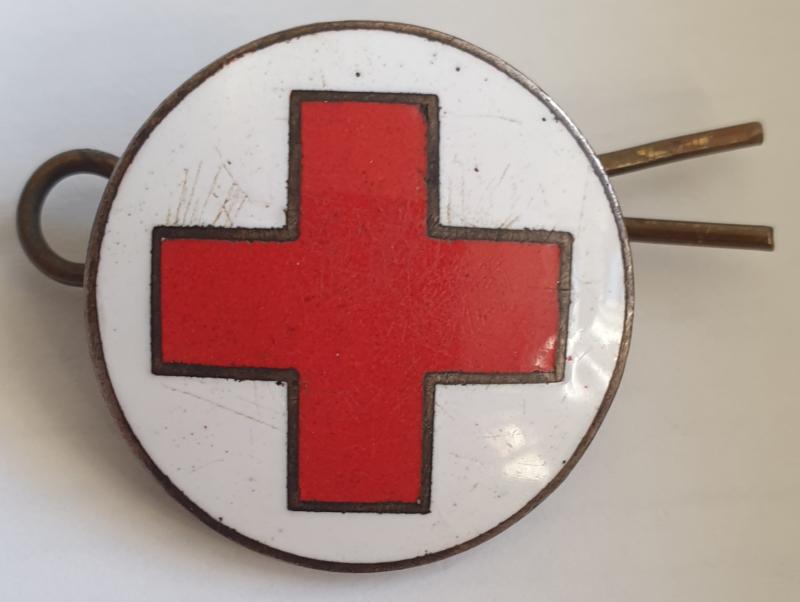 Silver enamel Red Cross badge  - J.R. Gaunt London