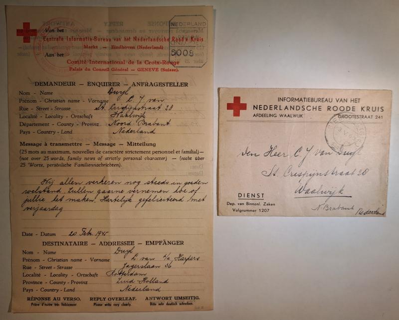 Red Cross Letter From the Free South of the Netherlands to the Still Occupied North of the Netherlands.