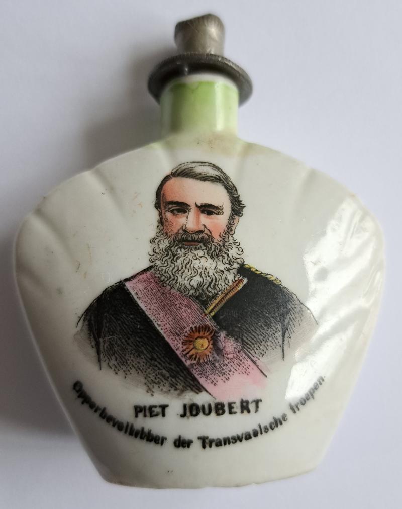 Rare Porcelain Perfume Bottle with Portrait Piet Joubert, including the Stopper